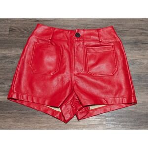 Maeve by Anthropologie The Colette Red Faux Leather Shorts Size 28 Read
